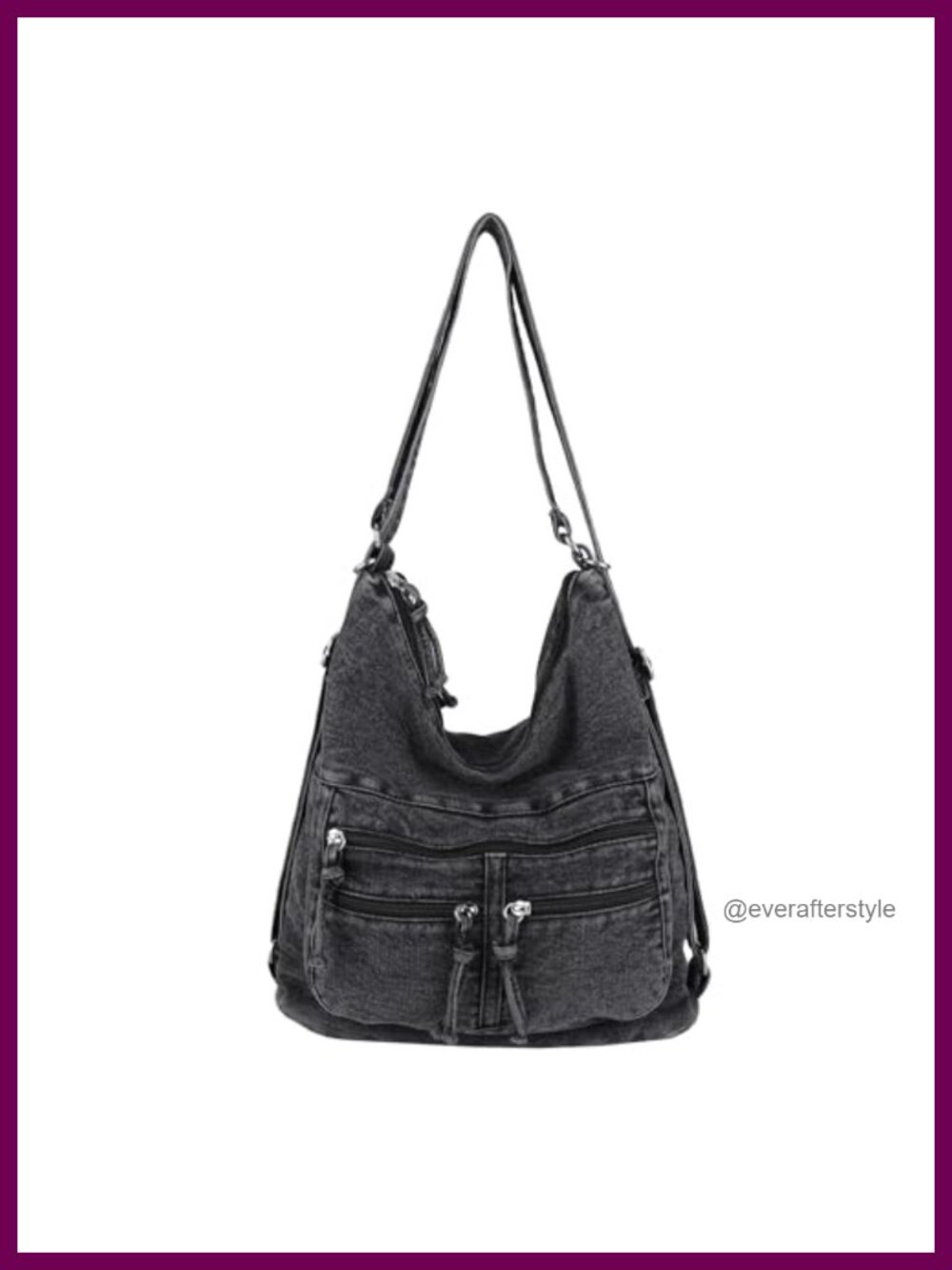 Vintage Washed Denim Crossbody Hobo Purse 3-Way Convertible Slouchy Sling